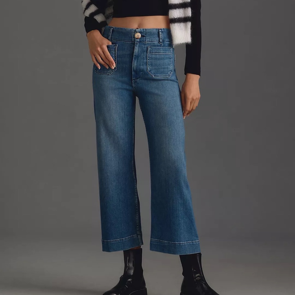 *Anthropologie* The Colette Denim Cropped Wide-Leg Jeans by Maeve.